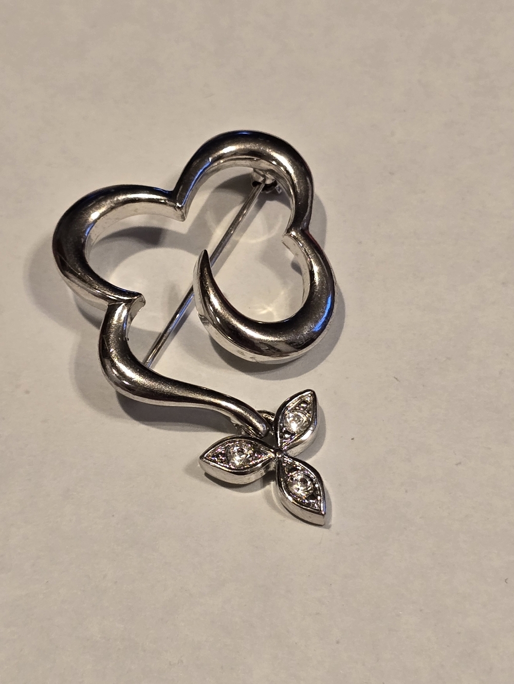 Nina Ricci Rhodium Plated Brooch with Swarovski Crystals